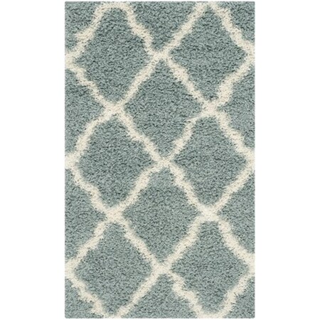 Safavieh Dallas Shag Power Loomed Rectangle Rug- Light Blue - Ivory- 3 x 5 ft. SGD257C-3